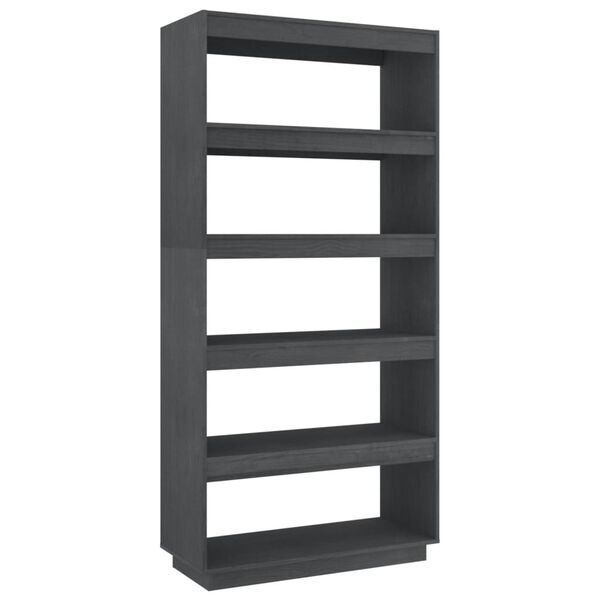 vidaXL Book Cabinet/Room Divider Grey 80x35x167 cm Solid Pinewood