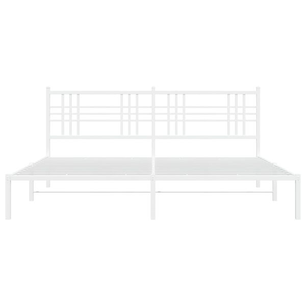vidaXL Metal Bed Frame without Mattress with Headboard White 183x213cm