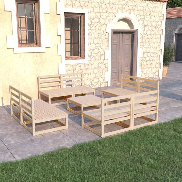 vidaXL 9 Piece Garden Lounge Set Solid Pinewood
