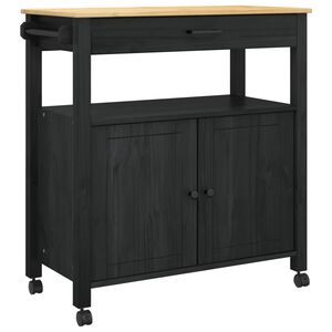 vidaXL Kitchen Trolley Plain Black 88.5 x 40 x 48 cm