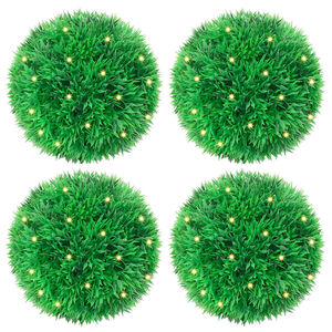 vidaXL Artificial Boxwood Balls with LED Lights 4 pcs Green 12 cm