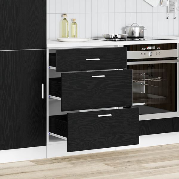 vidaXL Kitchen Base Cabinet with Drawer Black Oak 60 x 46 x 81.5 cm