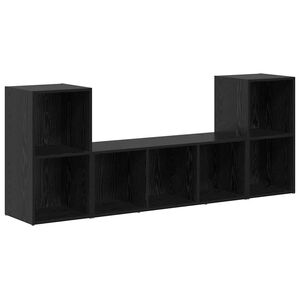 vidaXL TV Cabinet Set Wall-mounted 3 pcs Black Engineered Wood