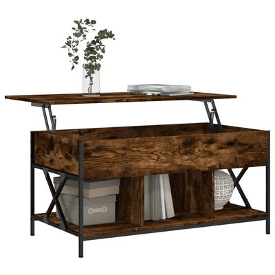 vidaXL Coffee Table Smoked Oak 100x55x50 cm Engineered Wood and Metal