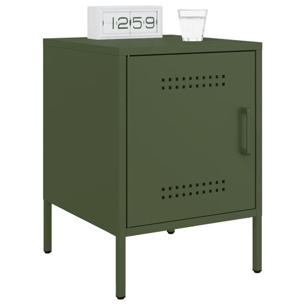 vidaXL Bedside Cabinet Olive Green 36x39x50.5 cm Steel