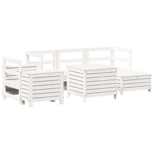 vidaXL 7 Piece Garden Sofa Set White Solid Wood Pine