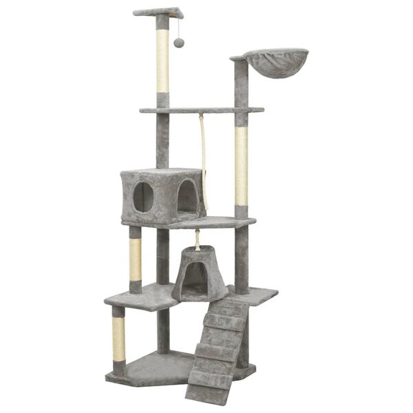 vidaXL Cat Tree with Sisal Scratching Posts Light Grey 191 cm