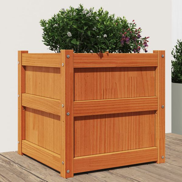 vidaXL Garden Planter Wax Brown 50x50x50 cm Solid Wood Pine