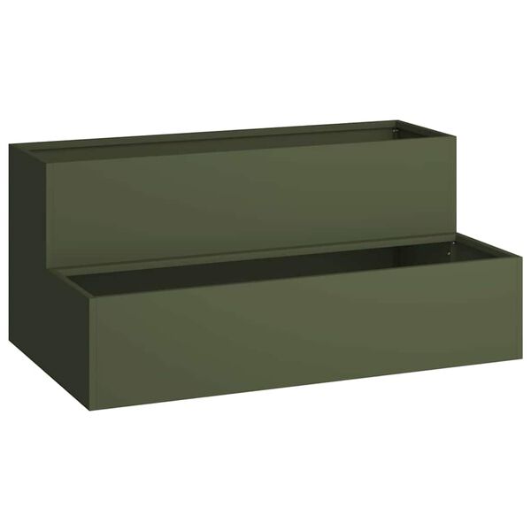 vidaXL Garden Planter Olive Green 100 x 60 x 45 cm Cold-rolled Steel
