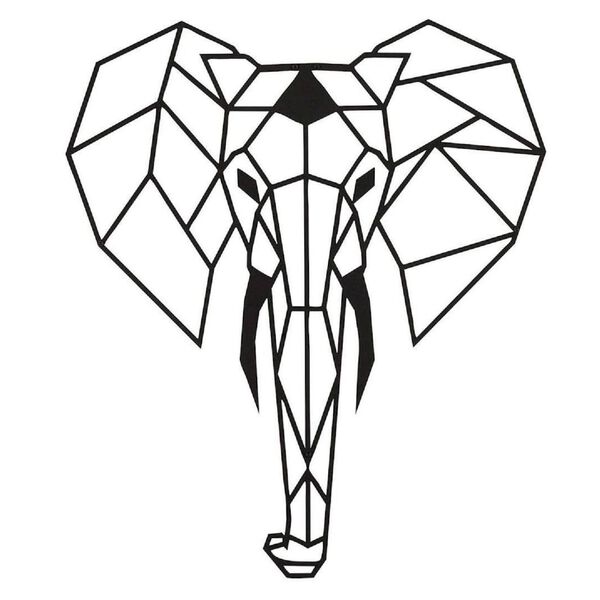 Homemania Wall Decoration Elephant 45x52 cm Steel Black