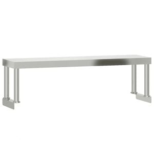 vidaXL Work Table Overshelf 110x30x35 cm Stainless Steel