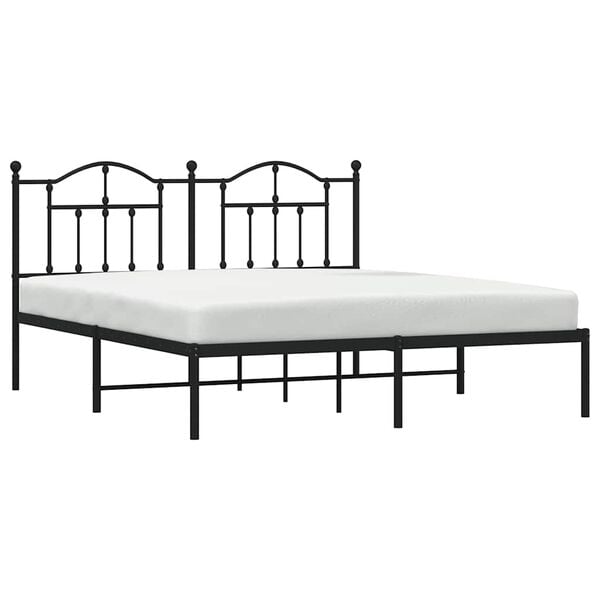 vidaXL Metal Bed Frame without Mattress with Headboard Black 160x200cm