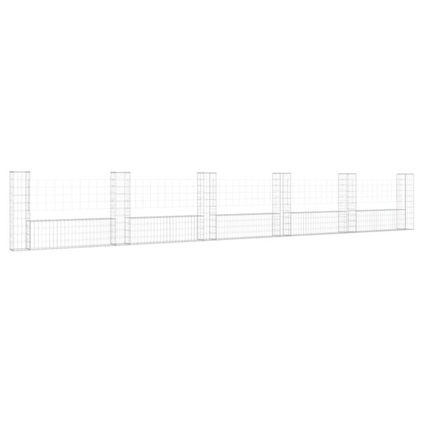 vidaXL U-shape Gabion Basket with 6 Posts Iron 620x20x100 cm