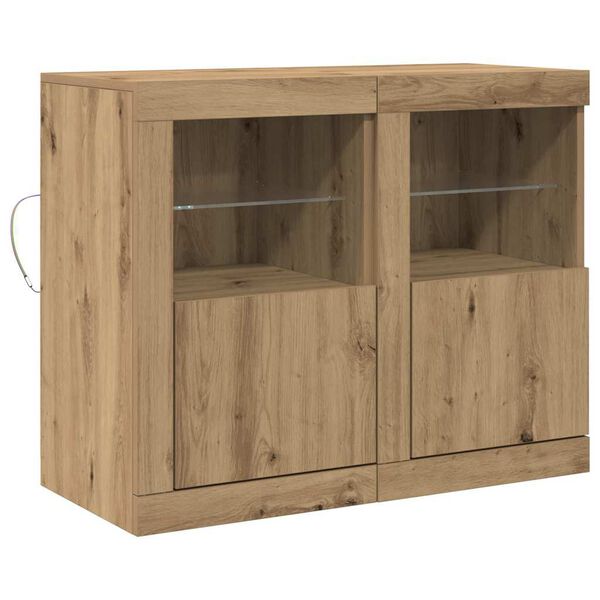 vidaXL LED Sideboard 2 pcs Artisan Oak 41 x 37 x 67 cm Engineered Wood