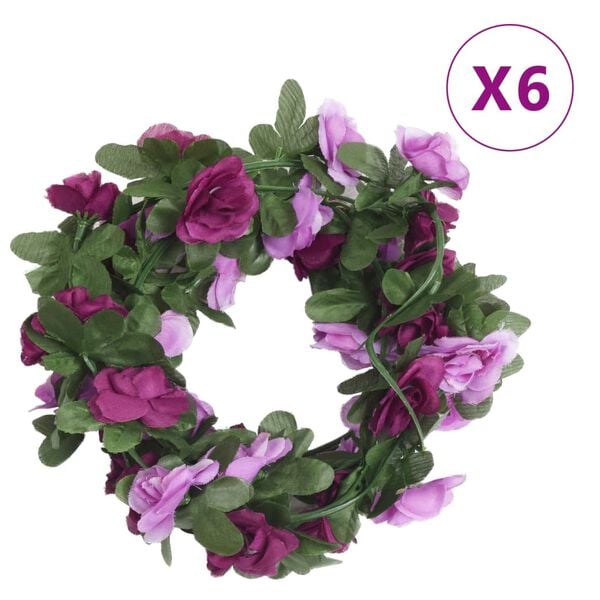 vidaXL Flower Garlands 6 pcs Spring Light Purple 250 cm