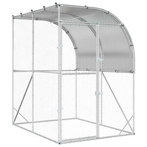 vidaXL Chicken Coop Silver 200 x 100 x 215 cm Galvanised Steel
