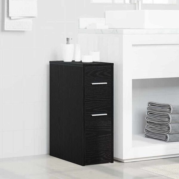 vidaXL Bathroom Furniture Set Wall-mounted Black Oak 22 x 44 x 61.5 cm