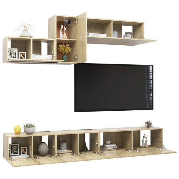 vidaXL 6 Piece TV Cabinet Set Sonoma Oak Engineered Wood