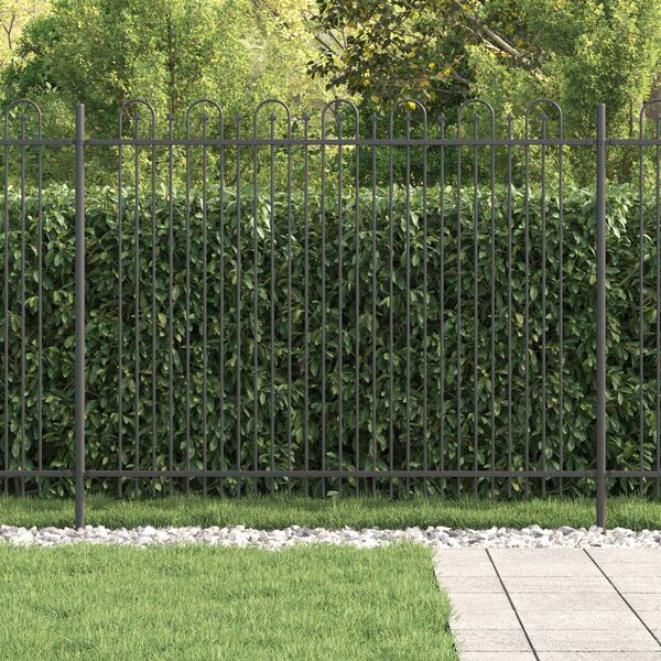 vidaXL Spike Arch Fence Black 200 x 200 cm Powder-Coated Steel