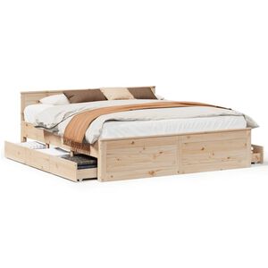 vidaXL Bed Frame without Mattress with Headboard 200x200 cm Solid Wood Pine