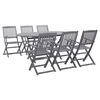 vidaXL Garden Dining Set | Grey | Solid acacia wood | 7 Piece Set | Foldable
