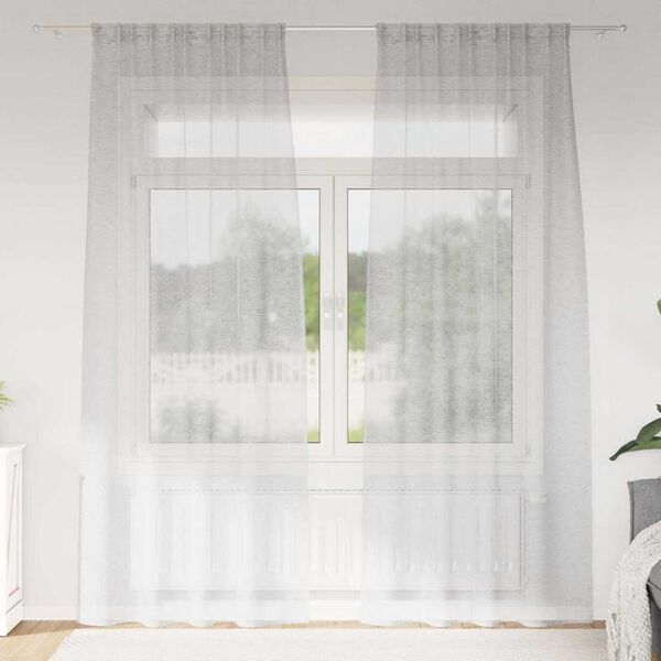 vidaXL Voile Curtain 2 pcs Light Grey 225 x 140 cm Polyester