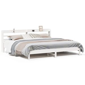 vidaXL Bed Frame without Mattress White 200x200 cm Solid Wood Pine