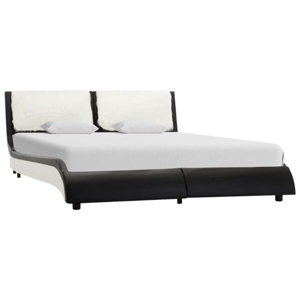 vidaXL Bed Frame without Mattress Black&White Faux Leather 135x190 cm Double