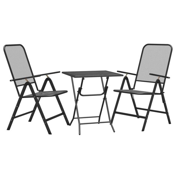 vidaXL 3 Piece Garden Dining Set Expanded Metal Mesh Anthracite