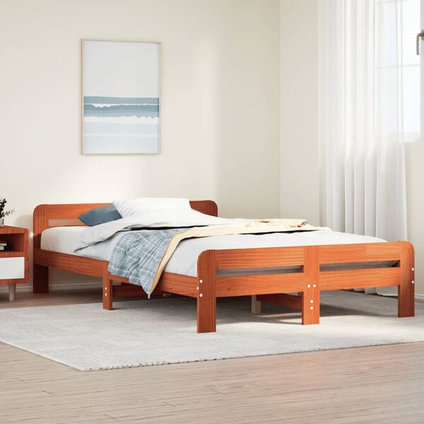 vidaXL Bed Frame without Mattress Wax Brown 120x200 cm Solid Wood Pine