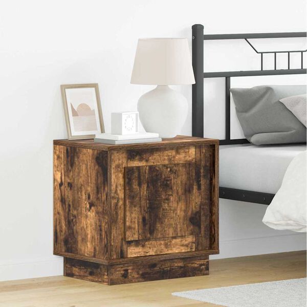 vidaXL Bedside Cabinet Smoked Oak 44 x 34.5 x 45 cm Engineered Wood