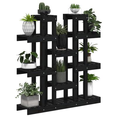 vidaXL Plant Stand Black 104.5x25x109.5 cm Solid Wood Pine