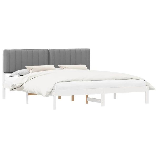 vidaXL Bed Frame with Upholstered Headboard Light Grey 180 x 200 cm