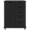 vidaXL Rolling Cabinet Black 63.5 x 39 x 79 cm Solid Pine Wood