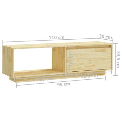 vidaXL TV Cabinet White 110x30x33.5 cm Solid Pinewood