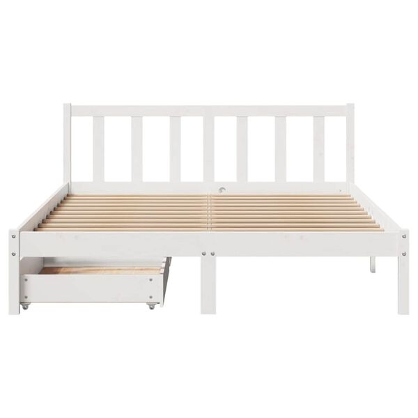 vidaXL Bed Frame without Mattress White 150x200 cm King Size Solid Wood Pine
