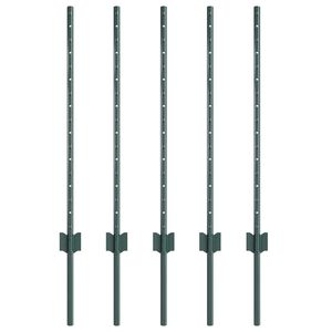 vidaXL Embedded Fence Post 5 pcs Green 120 cm Powder-Coated Steel