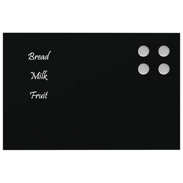 vidaXL Wall-mounted Magnetic Board Black 30x20 cm Tempered Glass