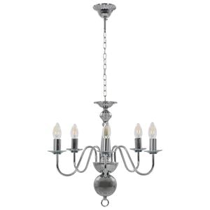 vidaXL Chandelier Silver 5 x E14 Bulbs