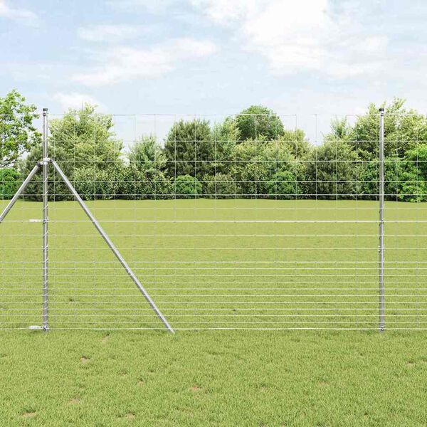 vidaXL Field Fence Grey 1.6 x 10 m Steel