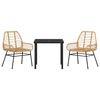 vidaXL Garden Dining Set 3 pcs Brown Poly Rattan