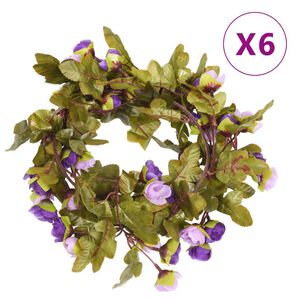 vidaXL Flower Garlands 6 pcs Light Purple 215 cm