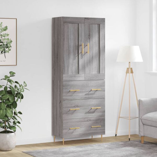 vidaXL Highboard Grey Sonoma 69.5x34x180 cm Engineered Wood