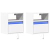vidaXL Wall-mounted Bedside Cabinets with LED Lights 2 pcs White