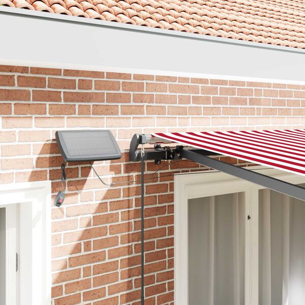 vidaXL Retractable Awning Manual Red and white 300 x 250 cm Fabric