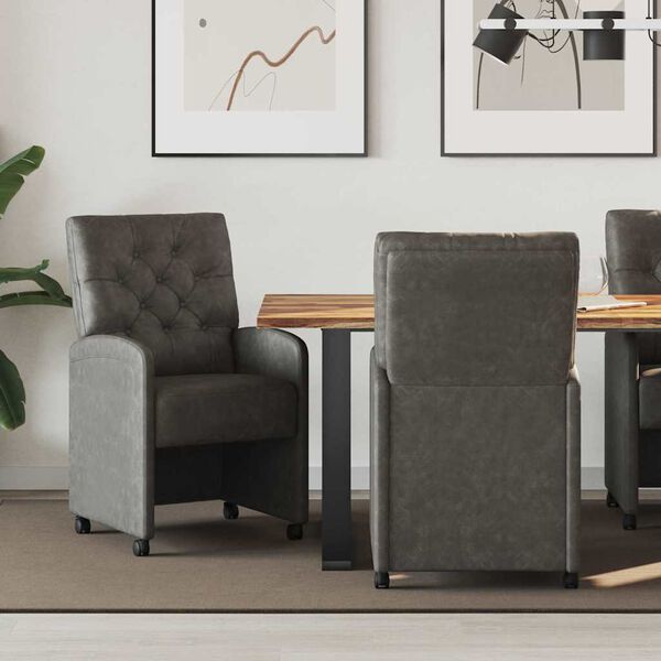 vidaXL Dining Chairs with Wheels 2 pcs Black 58 x 67 x 97 cm