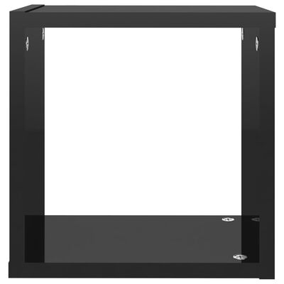 vidaXL Wall Cube Shelves 6 pcs High Gloss Black 26x15x26 cm