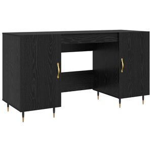vidaXL Desk Black oak Engineered wood 140 x 50 x 75 cm