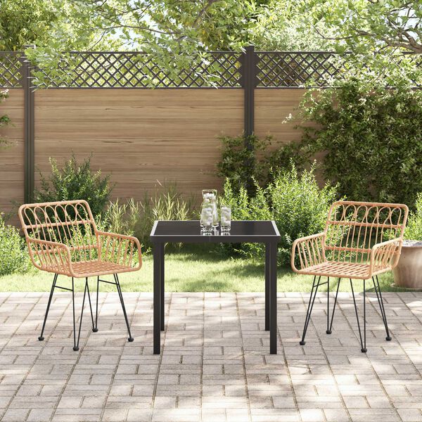 vidaXL Garden Dining Set 3 pcs Brown Powder-Coated Steel