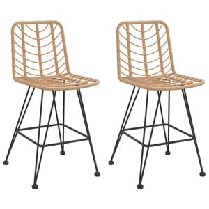 vidaXL Bar Stool | Set of 2 | Black | Steel, polyethylene rattan | Standard